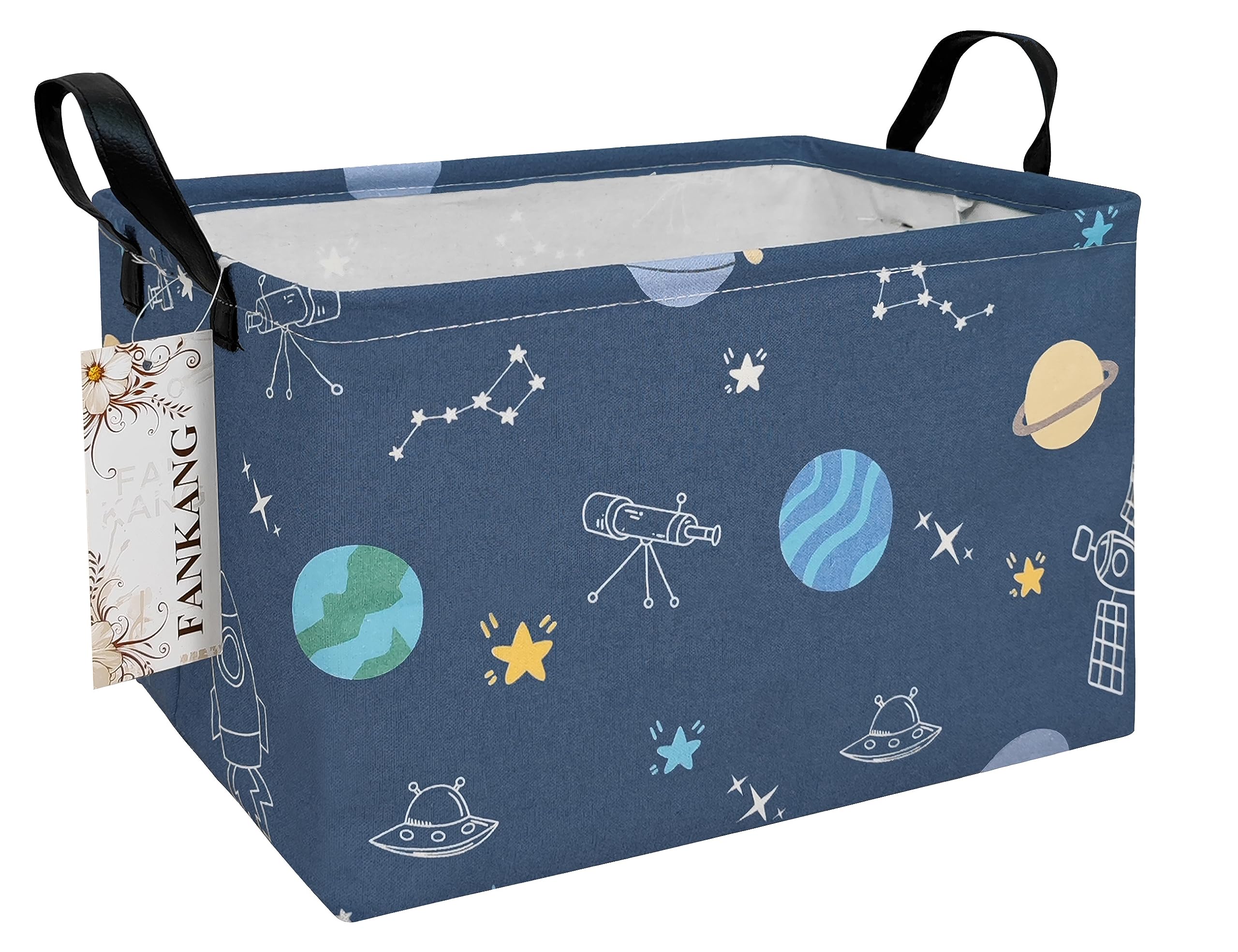 Fankang Storage Bins, Nursery Hamper Canvas Laundry Basket Foldable With Waterproof Pe Coating Large Storage Baskets For Kids Boys And Girls, Office, Bedroom, Clothes,Toys(Rec-Colorful Space)
